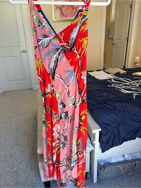 Diane Von Furstenberg paneled midi 100% silk Avalon Poppy Hyacinth dress size 2